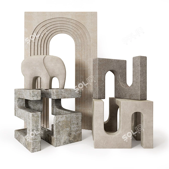  Architectural Style Sculpture Set 3D model image 1