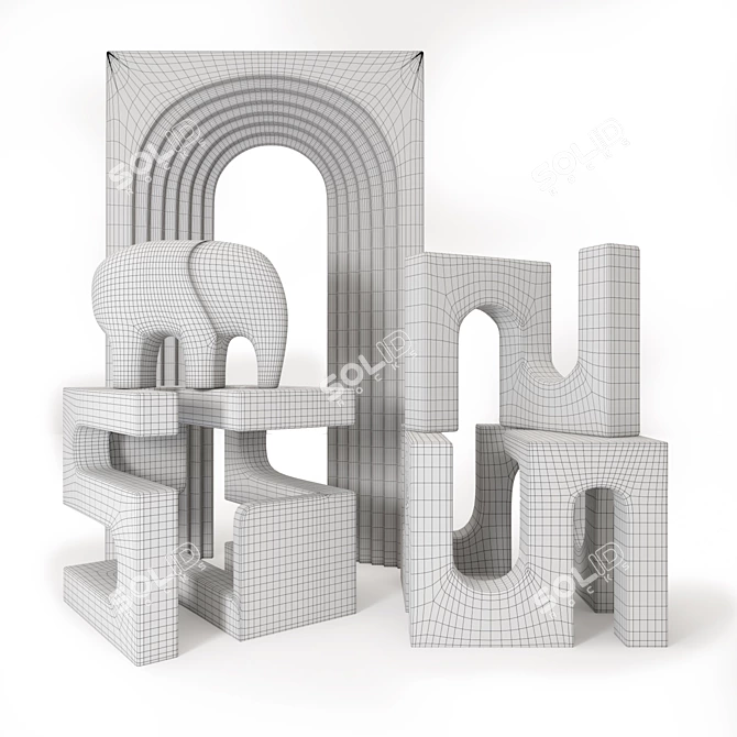  Architectural Style Sculpture Set 3D model image 6