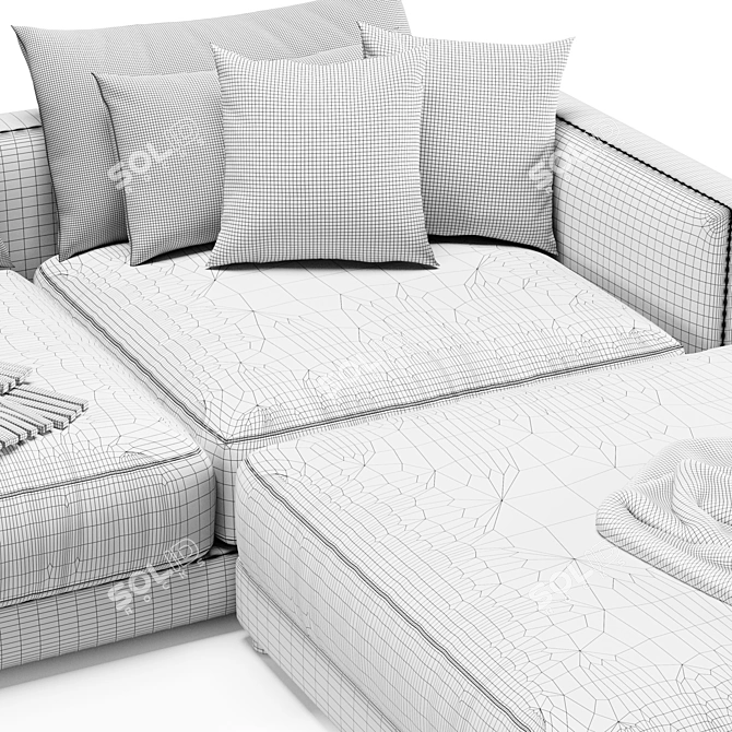 Modern Poliform Bristol Ottoman Set 3D model image 3