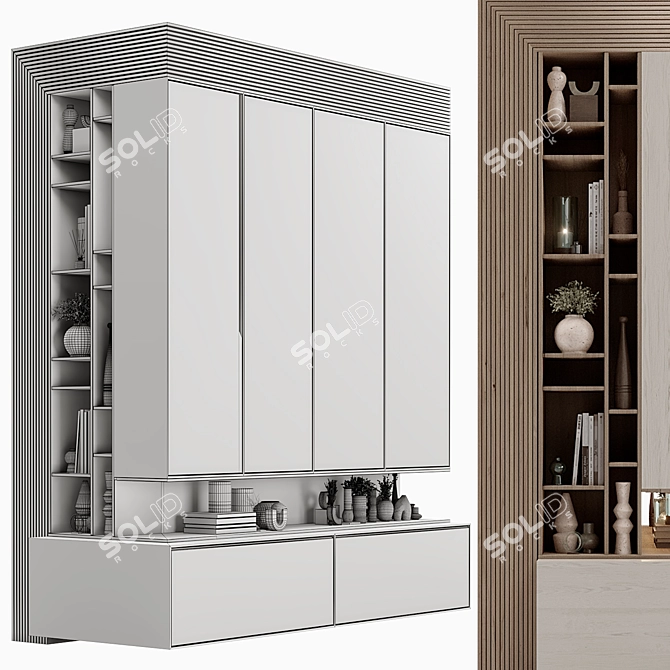 Modern Wardrobe 3D Model Kit 3D model image 3