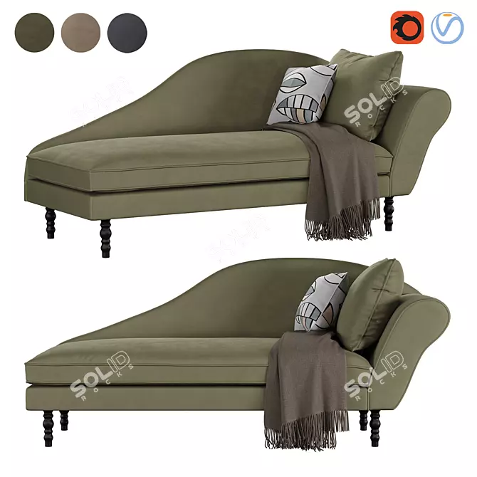 Luxurious Velvet Sofa with Décor 3D model image 1