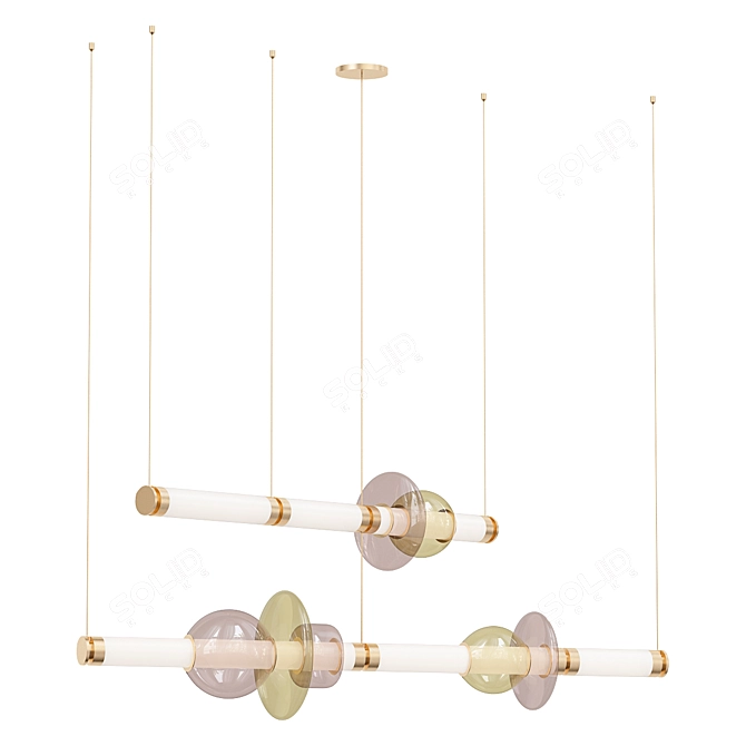 Luna 2 Tier Glass Chandelier 3D model image 1