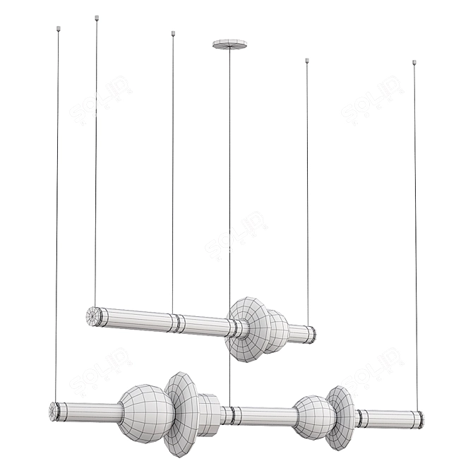 Luna 2 Tier Glass Chandelier 3D model image 3