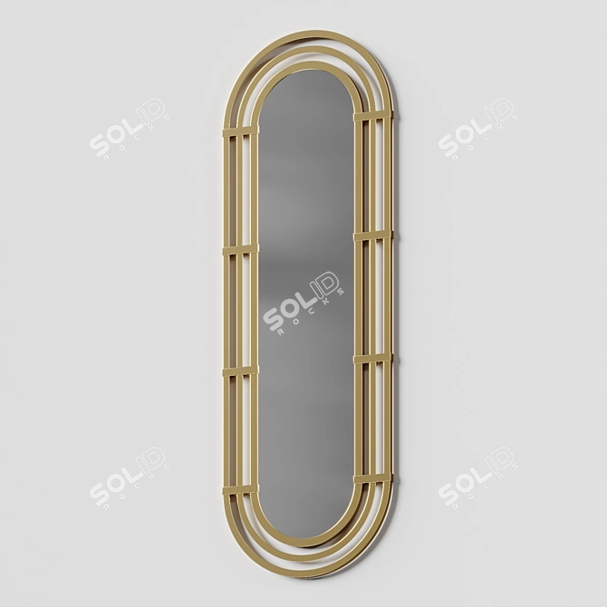 Luxury Gold Oval Mirror 3D model image 3