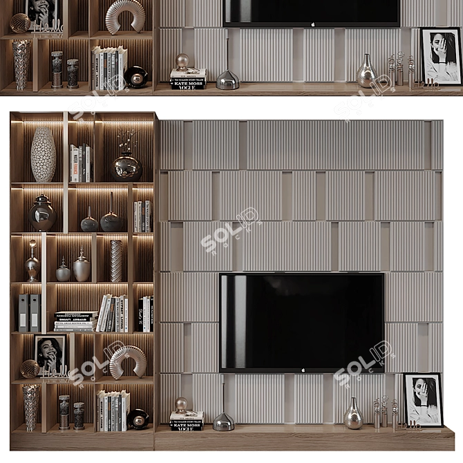 Modern TV Wall Shelf Decor 3D model image 1