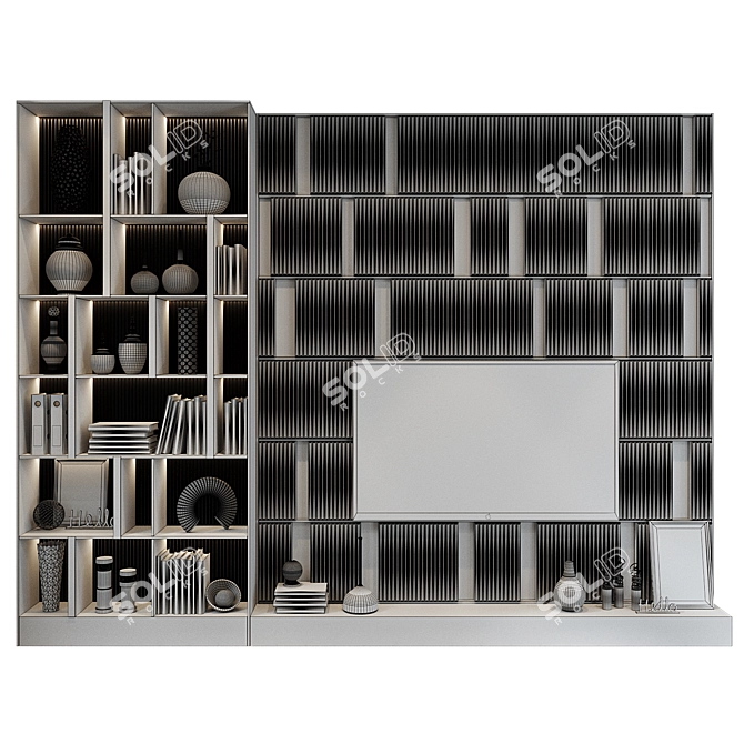 Modern TV Wall Shelf Decor 3D model image 2