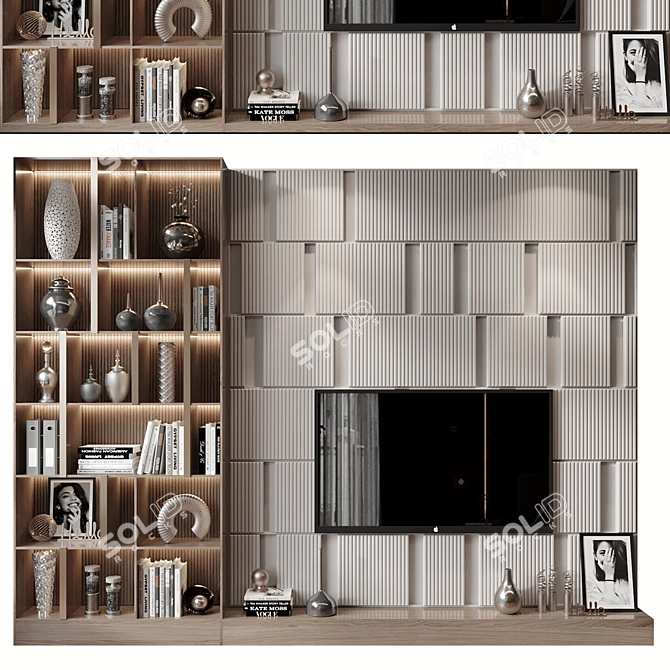 Modern TV Wall Shelf Decor 3D model image 3