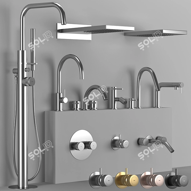 Industrial Bathroom Faucet - Modern Design 3D model image 1