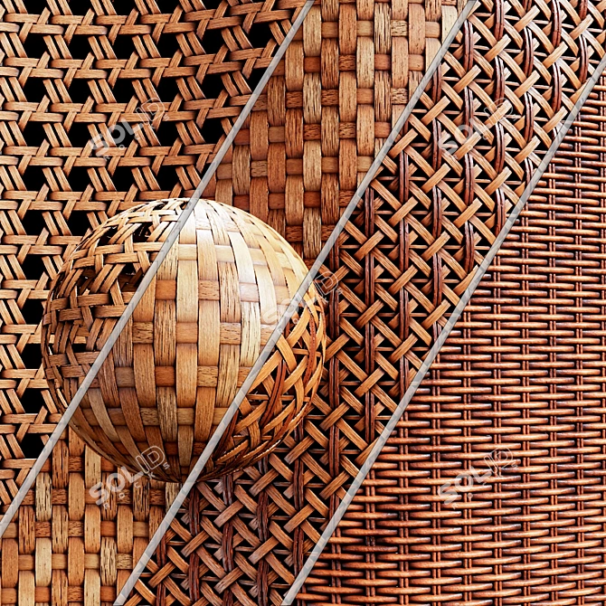 Bamboo Rattan Cane Material Set 3D model image 1