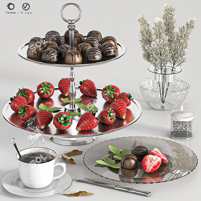 Strawberry & Chocolate 3D Model 3D model image 1