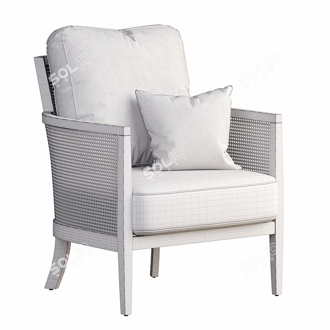 Handwoven Rattan Accent Chair 3D model image 2