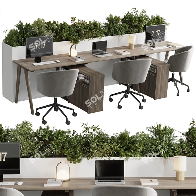 Modern Home Office Furniture Set 3D model image 1