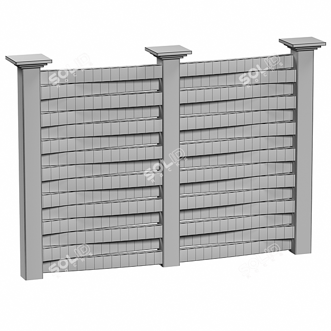 PVC Fence Set with Gate 3D model image 5