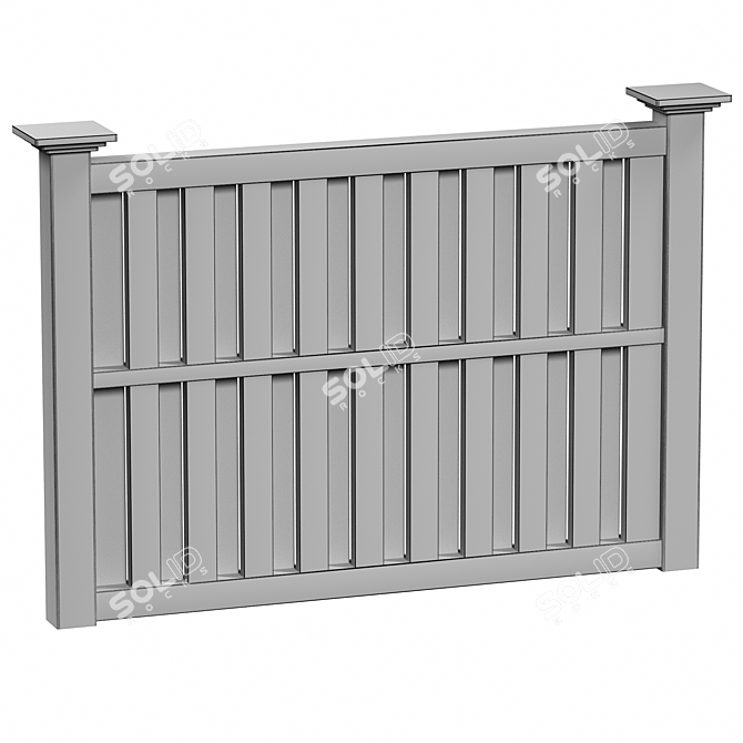 PVC Fence Set with Gate 3D model image 7