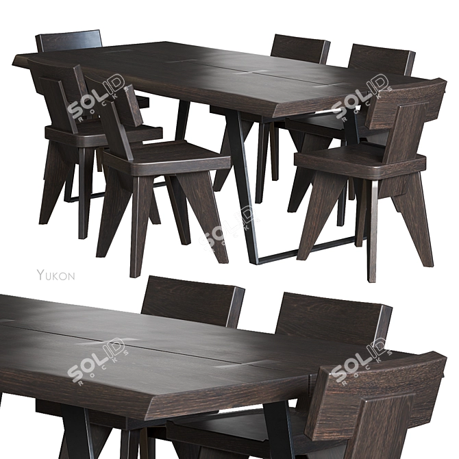 Yukon Live Edge Dining Set 3D model image 1