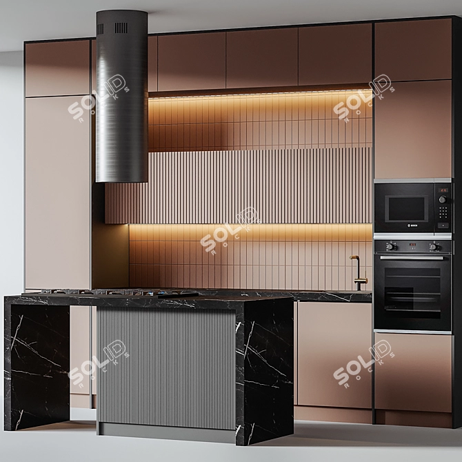 Modern Kitchen 3D Model Kit 3D model image 1