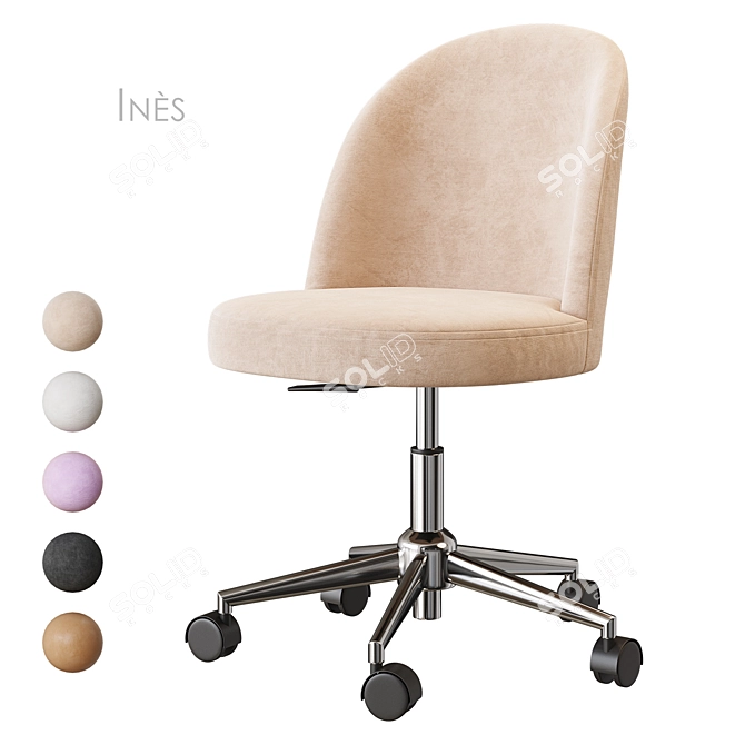 Inès Velvet Office Swivel Chair 3D model image 2