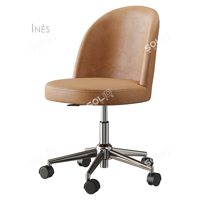 Inès Velvet Office Swivel Chair 3D model image 3