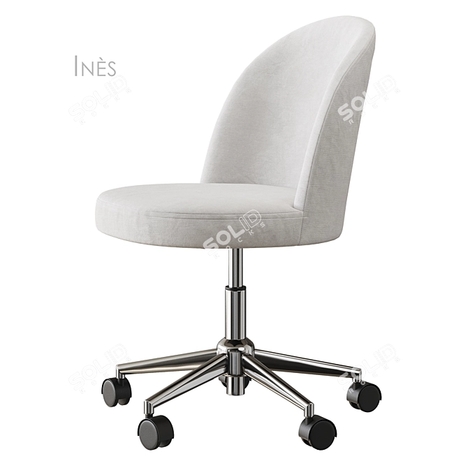 Inès Velvet Office Swivel Chair 3D model image 4