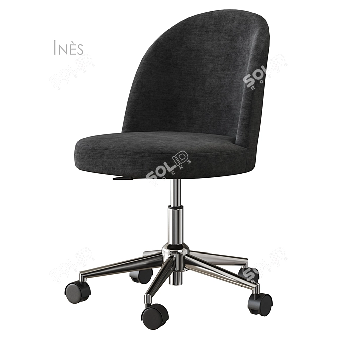 Inès Velvet Office Swivel Chair 3D model image 6