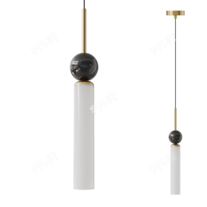 Marble Decor Brass Pendant Lamp 3D model image 1