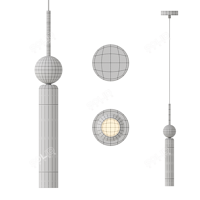 Marble Decor Brass Pendant Lamp 3D model image 4