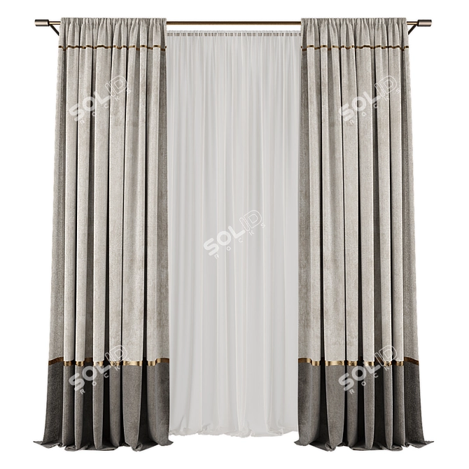 Modern Elegant Curtains Set 3D model image 1