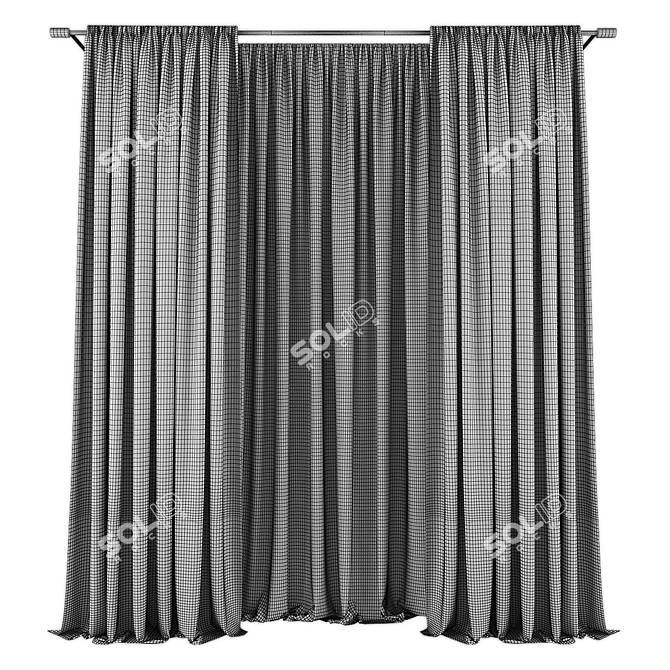 Modern Elegant Curtains Set 3D model image 2