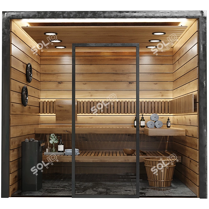 Modern 3D Sauna Interior Model 3D model image 1