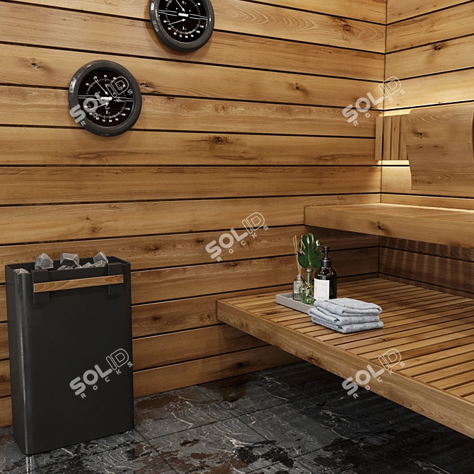 Modern 3D Sauna Interior Model 3D model image 3