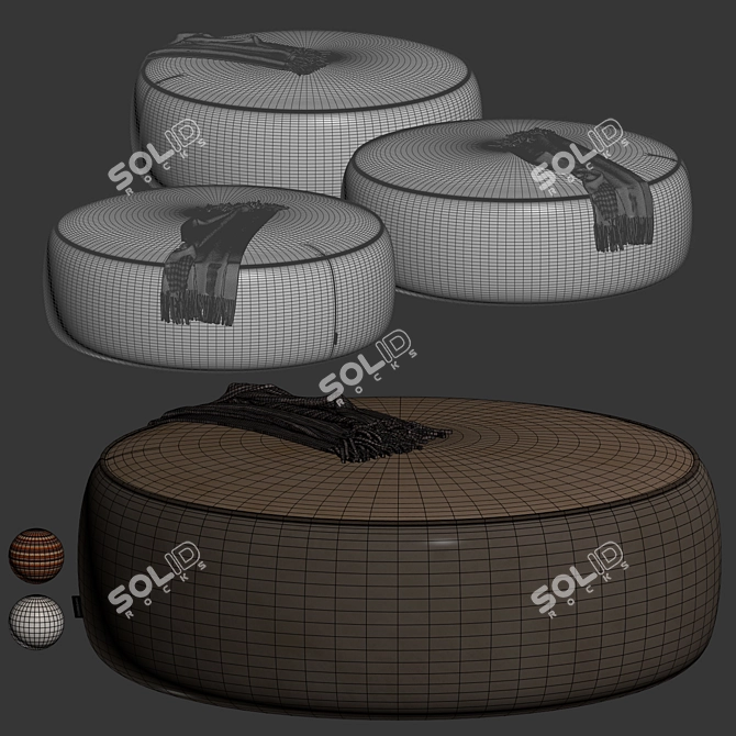 Elegant Sebastian Pouf by Laskasas 3D model image 4