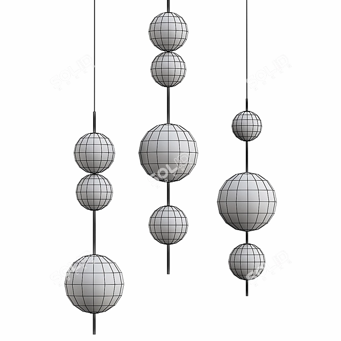 Elegant Beadas 2 Pendant Lamps 3D model image 3