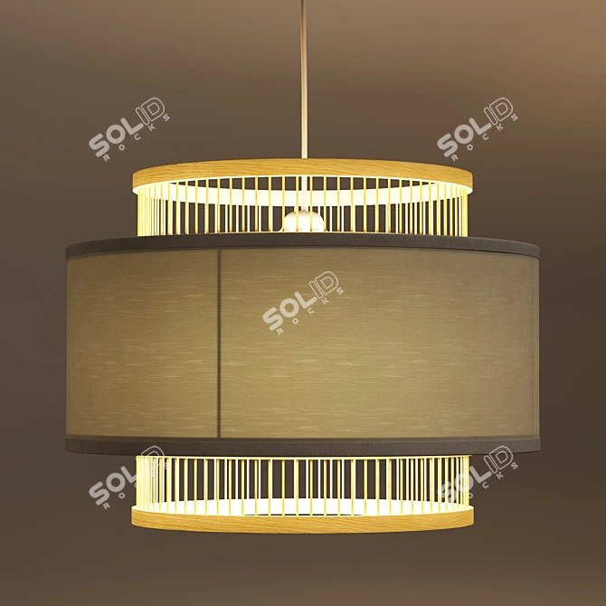 Mahina Natural Bamboo Pendant Light 3D model image 3