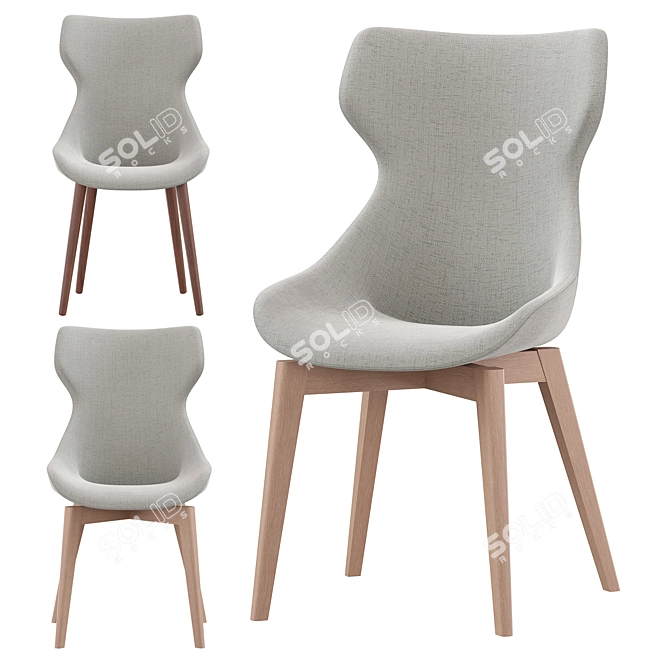 Elegant ANTEA Chair on Wood Base 3D model image 1