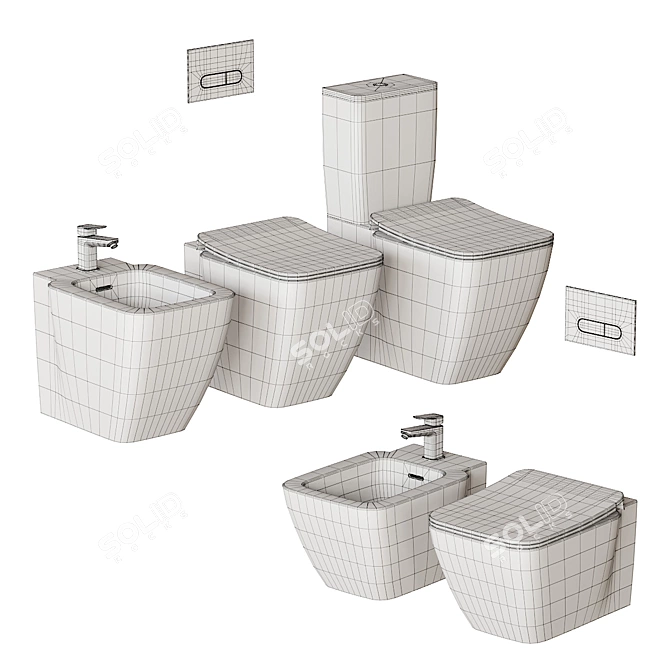 Strada II Collection: Ceramic Bathroom Fixtures 3D model image 5