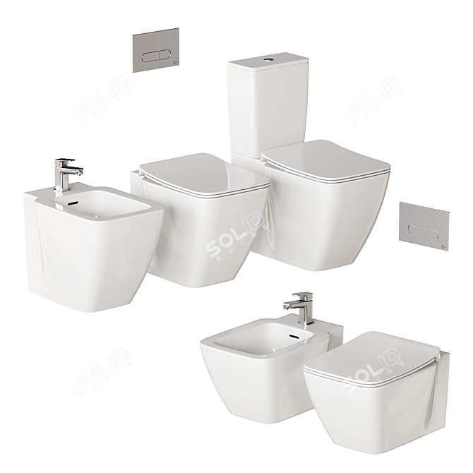 Strada II Collection: Ceramic Bathroom Fixtures 3D model image 6