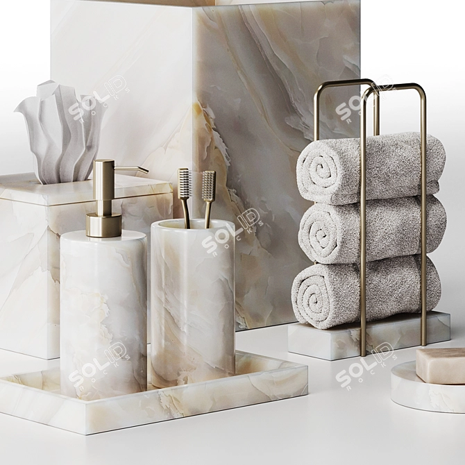 Luxury Stone Bathroom Accessories 3D model image 2