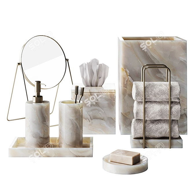 Luxury Stone Bathroom Accessories 3D model image 5