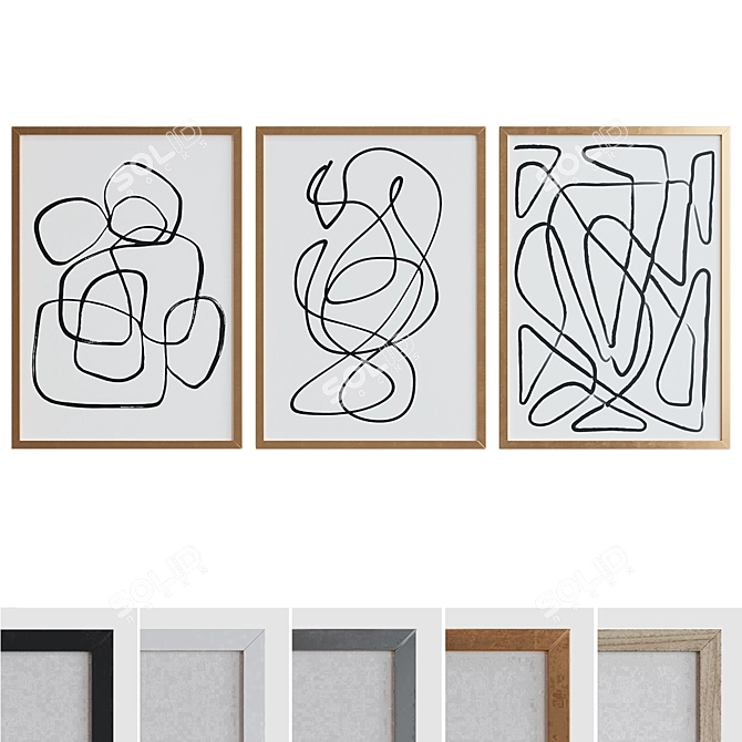 Modern Abstract Picture Frames Set 3D model image 1