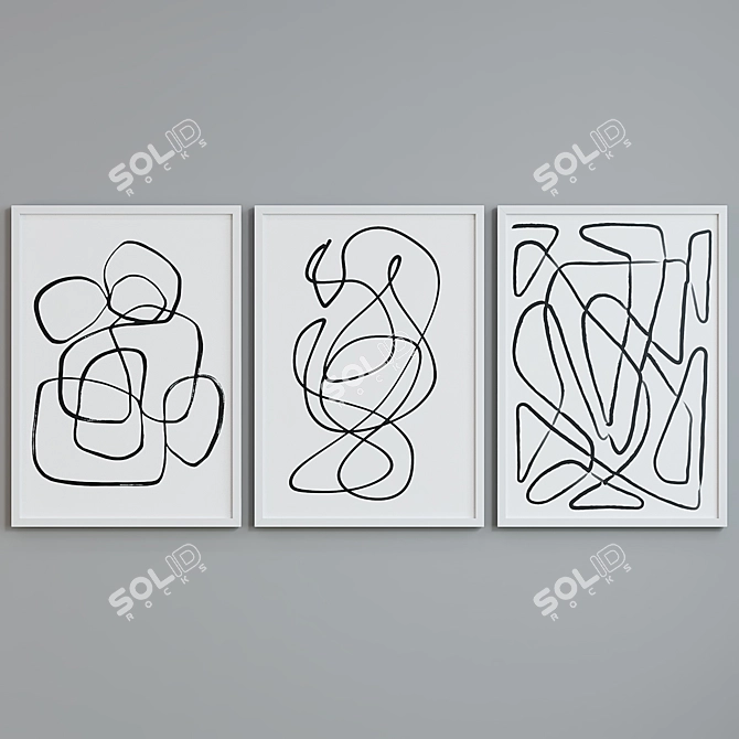 Modern Abstract Picture Frames Set 3D model image 2