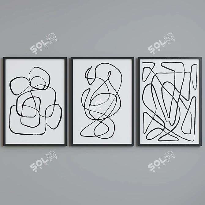 Modern Abstract Picture Frames Set 3D model image 3