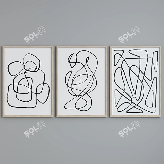 Modern Abstract Picture Frames Set 3D model image 4