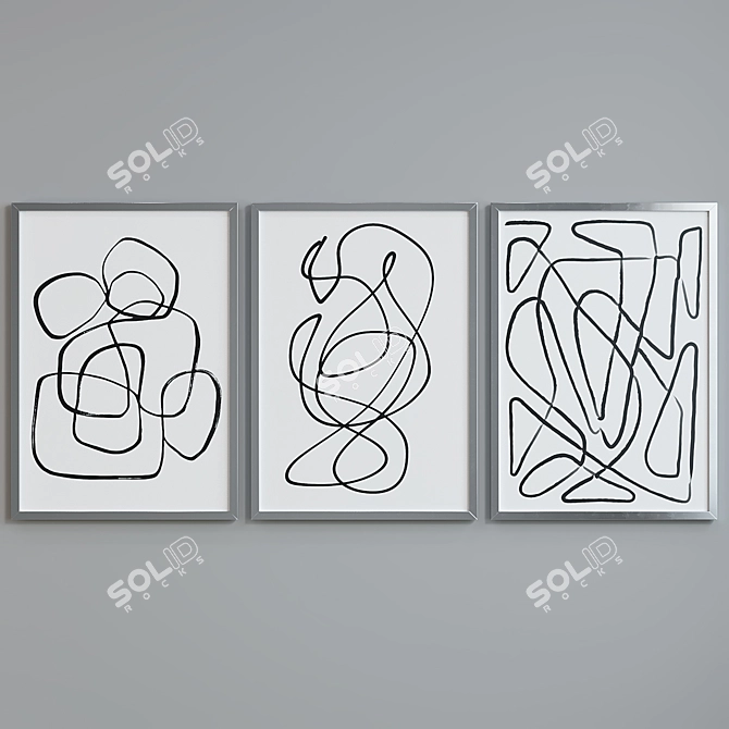 Modern Abstract Picture Frames Set 3D model image 5