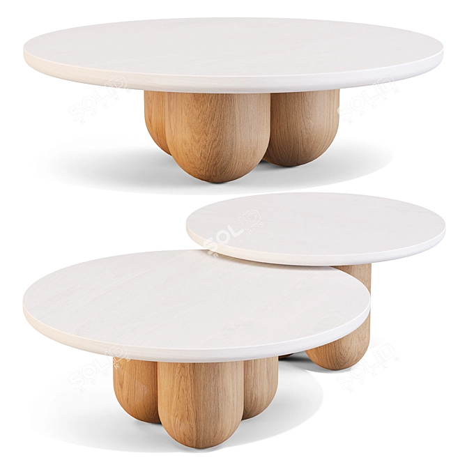 Classic-inspired Tri-column Nesting Tables 3D model image 1