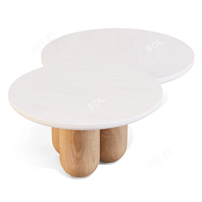 Classic-inspired Tri-column Nesting Tables 3D model image 2