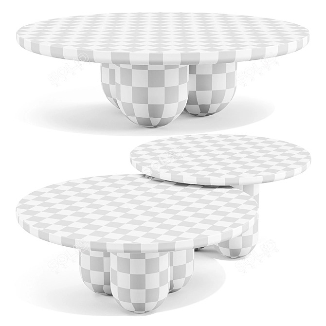 Classic-inspired Tri-column Nesting Tables 3D model image 3