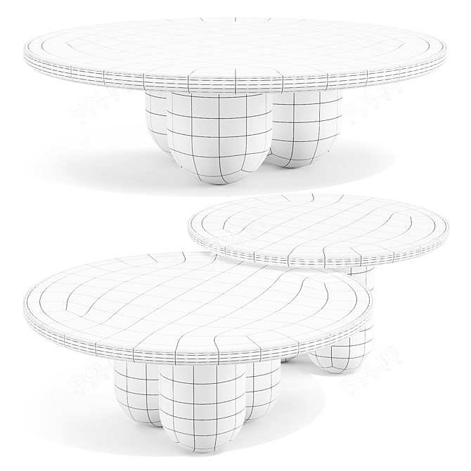 Classic-inspired Tri-column Nesting Tables 3D model image 4