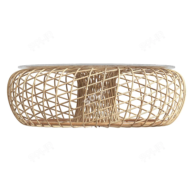 Modern Cane Coffee Table 3D model image 2