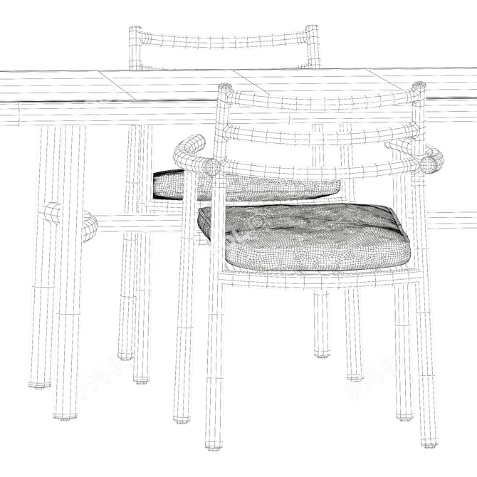 Tribu Ukiyo Armchair & Table 3D model image 5