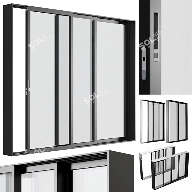 Modern Sliding Metal Windows-Doors 3D model image 1